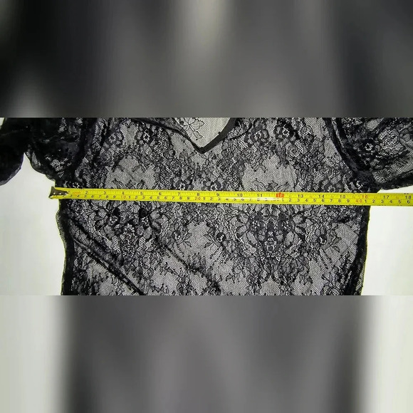 Nylon Apparel Women's Black Sexy Witchy Whimsigoth Sheer Lace Blouse, M, NWT - Picture 6 of 8